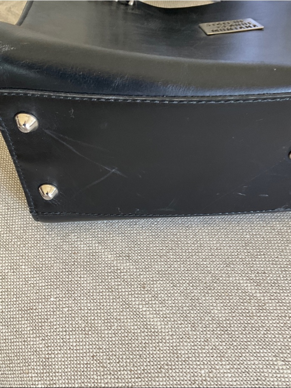 State of Claude Montana Black Leather Tote Bag - Picture 12 of 15